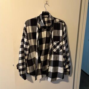 Maurices Black and White Plaid Button-Front Shirt